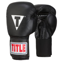 Боксерські рукавички TITLE Classic Leather Elastic Training Gloves (CTSGV-BK, Чорний)